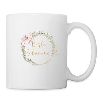 BESTE HEBAMME ! Blumenbouquet, personalisierbar - Tasse - Weiß - Rechts