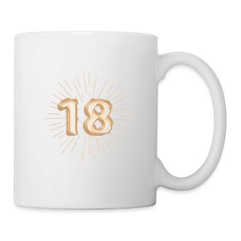 Zahl 18, Gold, personalisierbar - Tasse - Weiß - Rechts