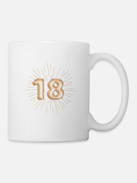 Number 18, gold, customizable - Mug - white