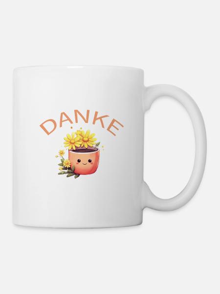 Danke! Blumenpott Kawai personalisierbar - Tasse - Weiß