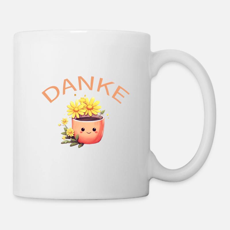 Danke! Blumenpott Kawai personalisierbar - Tasse - Weiß