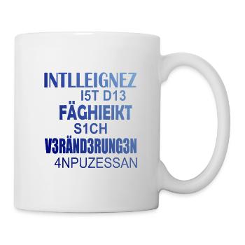 Wortspiel Intelligenz Veränderung Fähigkeit - Tasse - Weiß - Rechts