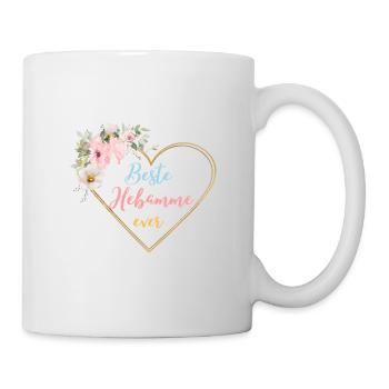 Beste Hebamme ever! Herz-Blumen - Tasse - Weiß - Rechts