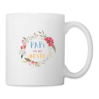 Papi ist der Beste! Niedlicher Blumenkranz - Tasse - Weiß - Rechts