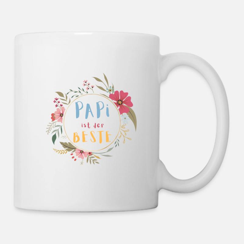Papi ist der Beste! Niedlicher Blumenkranz - Tasse - Weiß