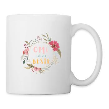 Omi ist die Beste! Niedlicher Blumenkranz - Tasse - Weiß - Rechts