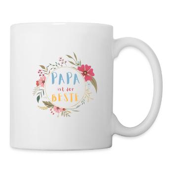 Papa ist der Beste! Niedlicher Blumenkranz - Tasse - Weiß - Rechts