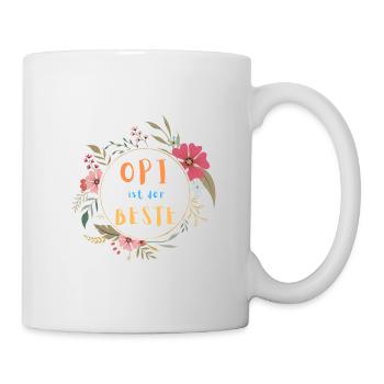 Opi ist der Beste! Niedlicher Blumenkranz - Tasse - Weiß - Rechts