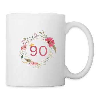 Number 90, Cute wreath of flowers - Mug - white - Right