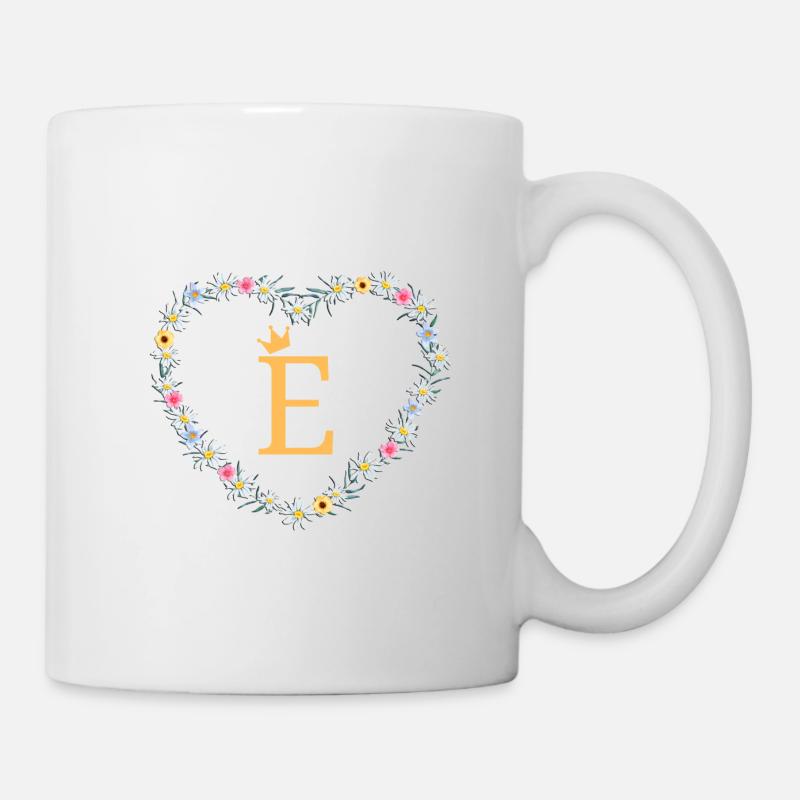 Buchstabe E, Monogramm, Herz, personalisierbar - Tasse - Weiß