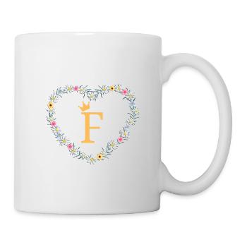 Buchstabe F, Monogramm, Herz, personalisierbar - Tasse - Weiß - Rechts