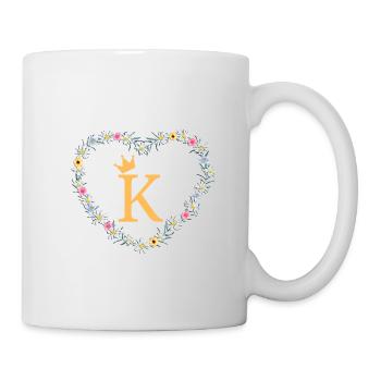 Buchstabe K, Monogramm, Herz, personalisierbar - Tasse - Weiß - Rechts