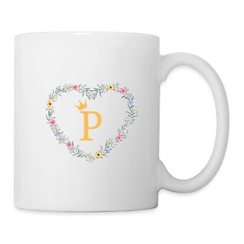 P, Monogramm, Herz-Design - Tasse - Weiß - Rechts