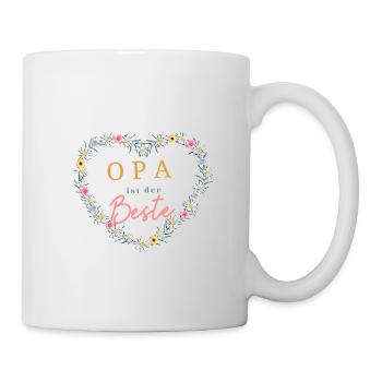Opa ist der Beste! Niedlicher Herz-Blumenkranz - Tasse - Weiß - Rechts