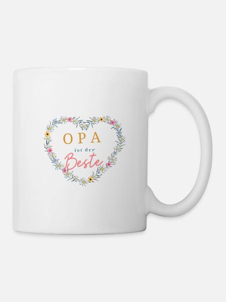 Opa ist der Beste! Niedlicher Herz-Blumenkranz - Tasse - Weiß