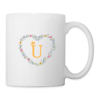 Buchstabe U, Monogramm, Herz, personalisierbar - Tasse - Weiß - Rechts