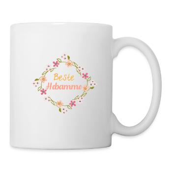 Beste Hebamme ! Blumen Design, personalisierbar - Tasse - Weiß - Rechts