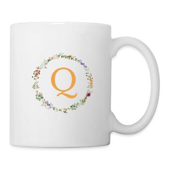 Q monogramme, Couronne de fleurs sauvages - Mug blanc - blanc - Droite