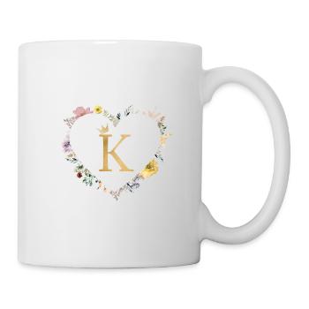Buchstabe K, Monogramm, Herz, personalisierbar - Tasse - Weiß - Rechts
