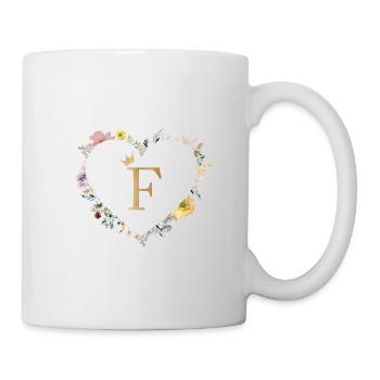 Buchstabe F, Monogramm, Herz, personalisierbar - Tasse - Weiß - Rechts