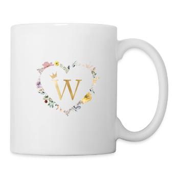 Buchstabe W, Monogramm, Herz, personalisierbar - Tasse - Weiß - Rechts