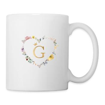 Buchstabe G, Monogramm, Herz, personalisierbar - Tasse - Weiß - Rechts
