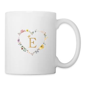 Letter E, Monogram, Heart, Personalizable - Mug - white - Right