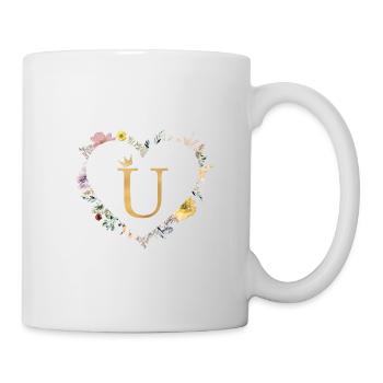 Buchstabe U, Monogramm, Herz, personalisierbar - Tasse - Weiß - Rechts