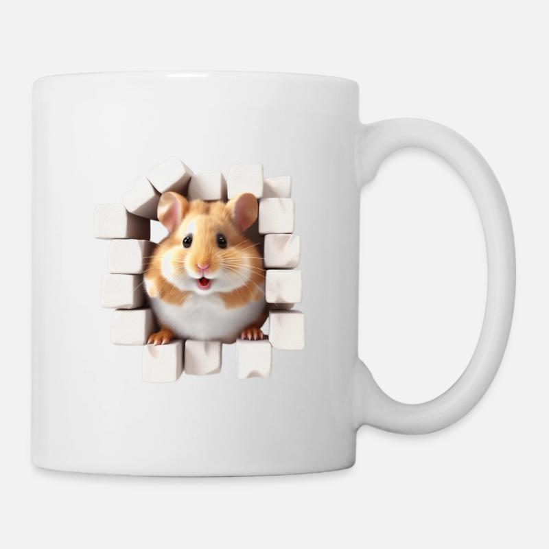 Hamster kommt durch die Wand für eine Hamster - Tasse - Weiß
