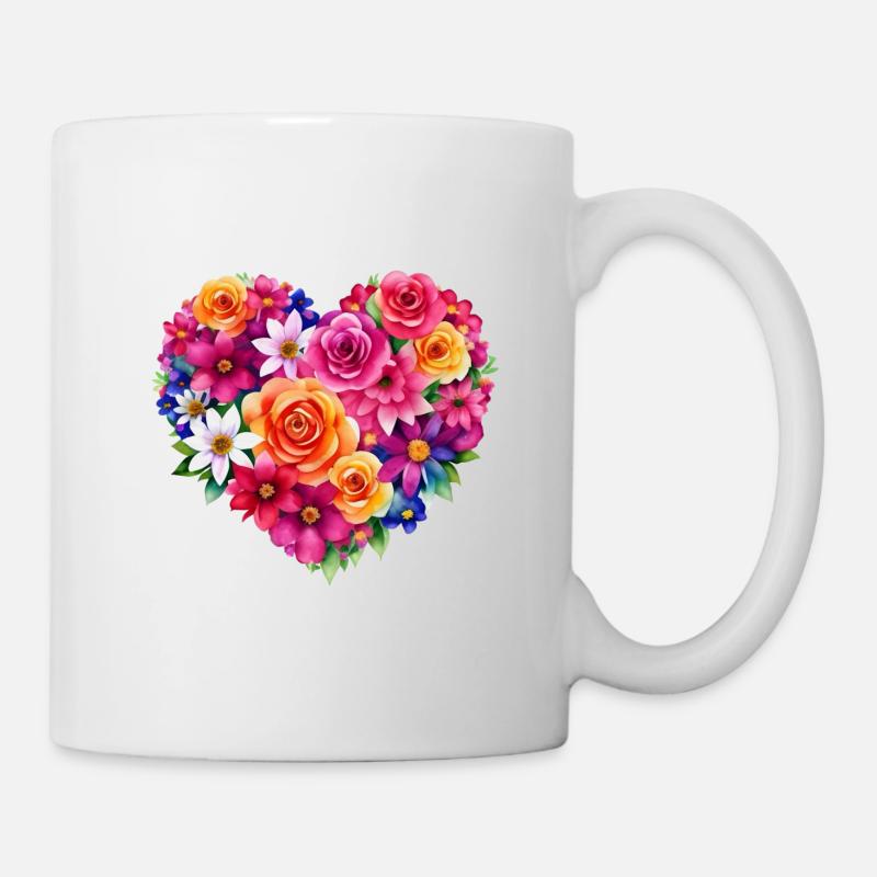 Fleurs - un cœur plein de - Mug blanc - blanc