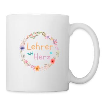 Lehrer mit Herz - personalisierbar - Tasse - Weiß - Rechts