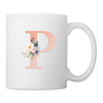 P monogramme, Floral, Boho - Mug blanc - blanc - Droite