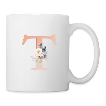 T monogramme, Floral, Boho - Mug blanc - blanc - Droite