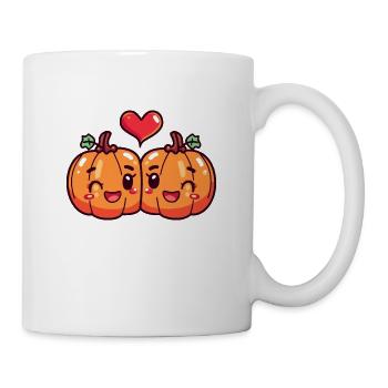 Couple de citrouilles amour coeur Saint-Valentin - Mug blanc - blanc - Droite