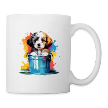 Niedlicher Hund Farbeimer für einen Hundebesitzer - Tasse - Weiß - Rechts