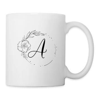 Un monogramme floral, Line Art, personnalisable - Mug blanc - blanc - Droite