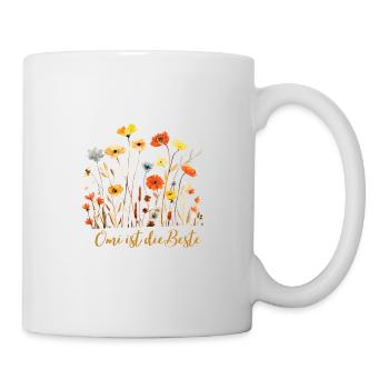 Omi ist die Beste! Blumen, personalisierbar - Tasse - Weiß - Rechts