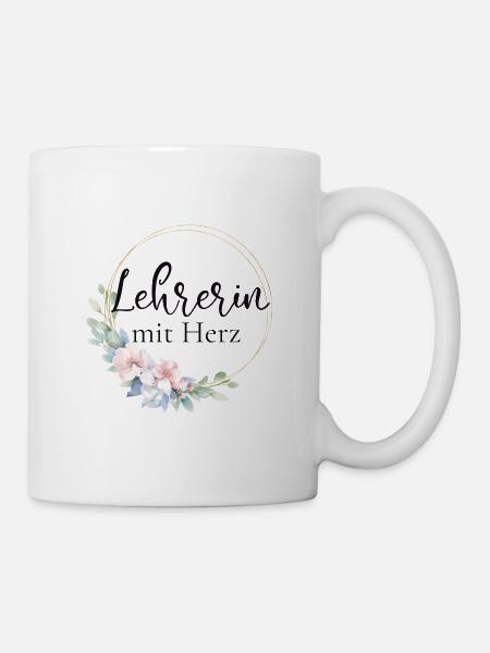 Lehrerin mit Herz - personalisierbar - Tasse - Weiß