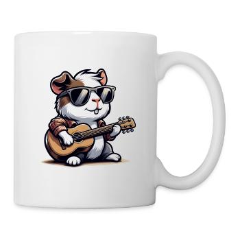 Coole Sonnenbrille Meerschweinchen spielt Gitarre - Tasse - Weiß - Rechts