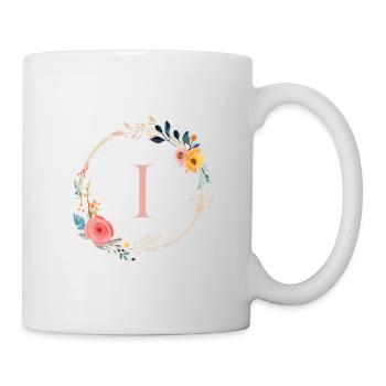 I Monogram Floral, Floral Wreath, Personalizable - Mug - white - Right