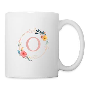 O Monogram Floral, Floral Wreath, Personalizable - Mug - white - Right