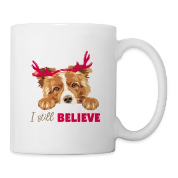 Niedlicher spähender Collie-Hund mit weihnachtlichen Hirschhörnern - Tasse - Weiß - Rechts