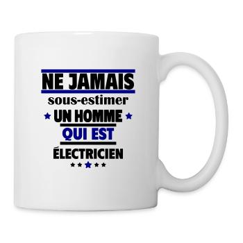Ne jamais sous-estimer un homme électricien - Mug blanc - blanc - Droite