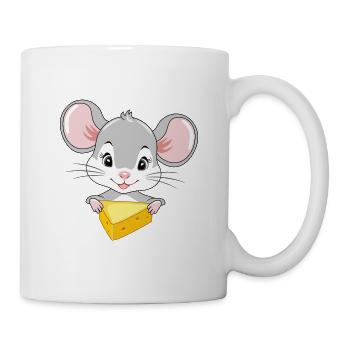 Mignon bébé souris avec un morceau de fromage - Mug blanc - blanc - Droite