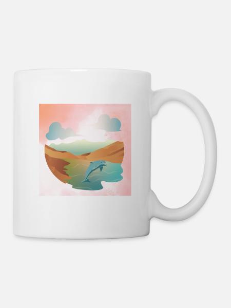 Dauphin dans le paysage marin - Mug blanc - blanc