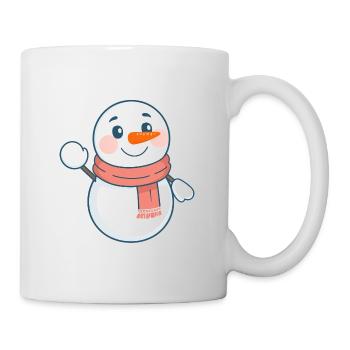 Cozy Snowman with Coral Scarf - Christmas Design - Mug - white - Right