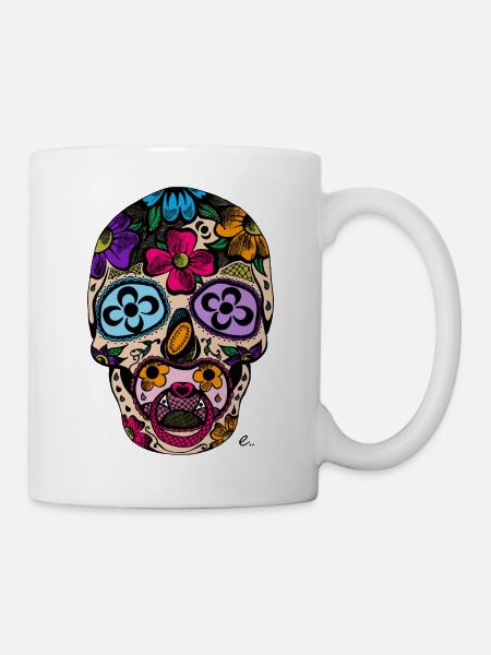 Tête de mort mexicaine couleur - Mug blanc - blanc