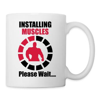 Installing Muscles (Loading) Funny Gym - Mug - white - Right