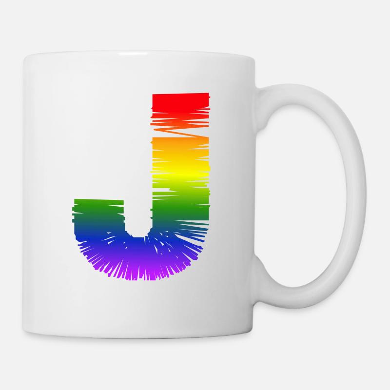 Regenbogen-J - Tasse - Weiß