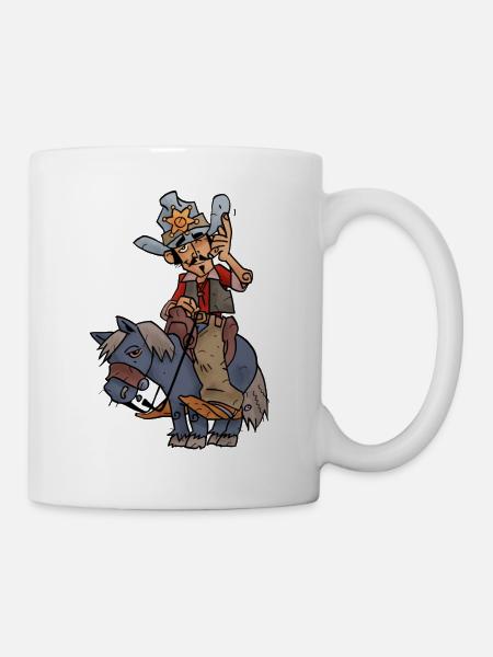 Cowboy Rick auf Muli Percy - Tasse - Weiß
